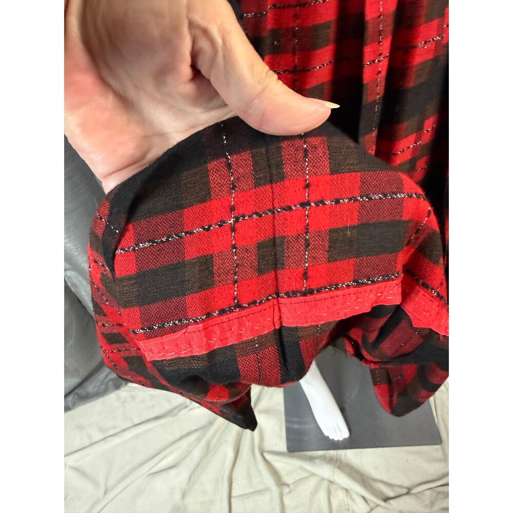 Vintage Red/Black Wool Plaid Sleeveless Dress Sz M - Picture 7 of 8